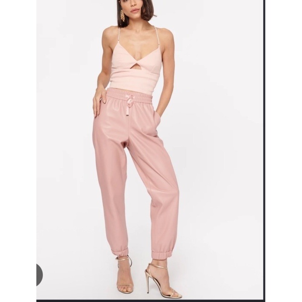 Cami NYC Womens Small Dalton Vegan Leather Pants Drawstring Jogger Blush Pink